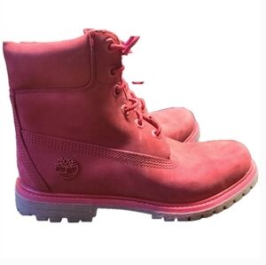 Red matte leather lace up boots